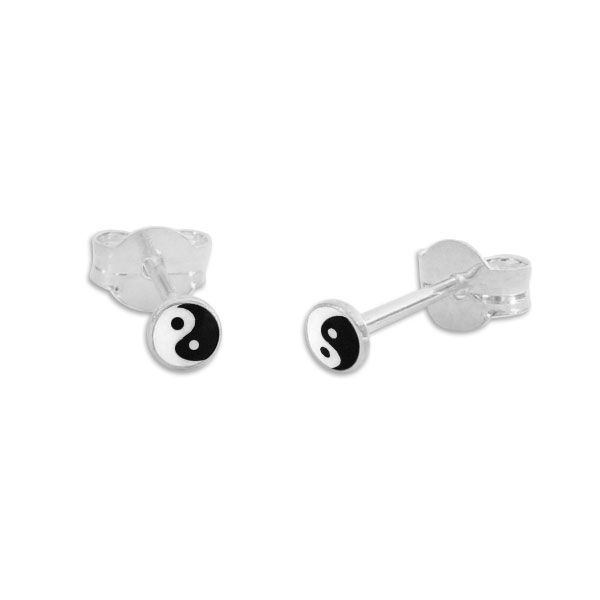 Kleine Yin Yang Symbol Ohrstecker 3 mm 925 Silber Damen Ohrringe