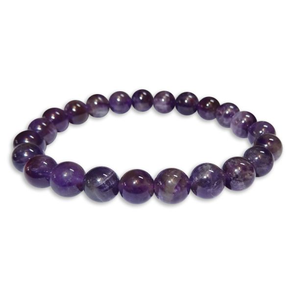 Armband Amethyst Kugeln dunkel lila Edelsteine 8 mm 19,5 cm