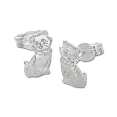 Silberohrringe Ohrstecker Katze 925 Silber Geschenk Schmuck