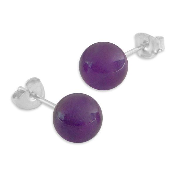 Amethyst Ohrstecker 8 mm 925 Silber lila Ohrringe