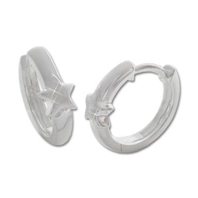 Stern Klapp-Creolen 925 Silber Ohrringe für Teenie Mädchen
