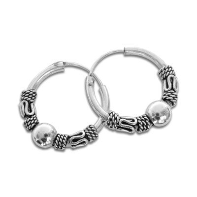 Gothiccreolen mit Kugel 925 Silber 14 mm