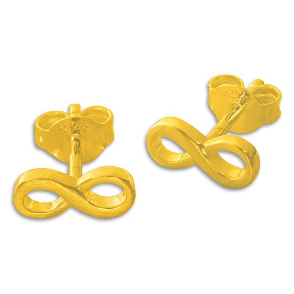 Vergoldete Ohrstecker Unendlichkeitszeichen mattiert 925 Silber Ohrringe
