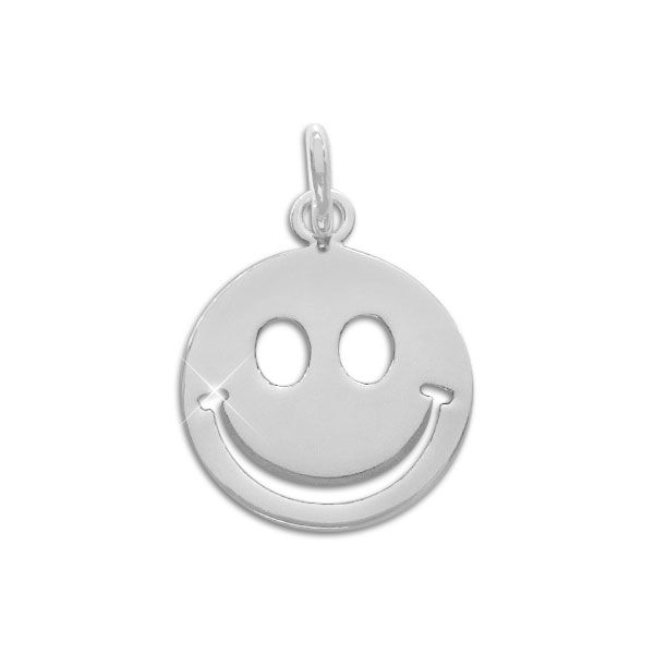 Smile Anhänger glänzend rund 925 Silber lächelndes Gesicht