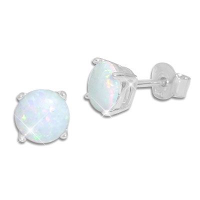 Ohrstecker Opal mit Krappenfassung 6 mm 925 Silber