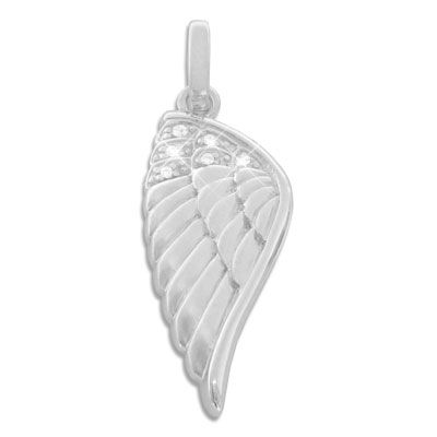 Engelsflügel Anhänger mit Zirkonia 925 Silber