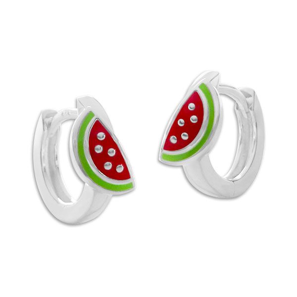 Klapp-Creolen mit Wassermelonen 925 Silber Creolen Ohrringe Melone