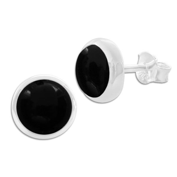 Onyx Ohrstecker 10 mm rund 925 Silber Ohrringe