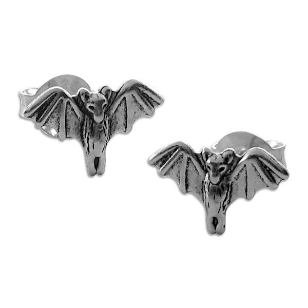 Ohrstecker Fledermaus geschwärzt 925 Silber Ohrringe Herren Damen