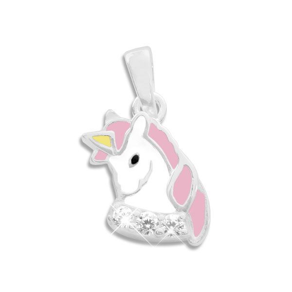 Einhorn Anhänger mit Zirkonia Strass Steinen 925 Silber Geschenk für Mädchen