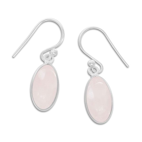 Ovale Rosenquarz Ohrringe Ohrhänger 925 Silber rosa Edelsteine