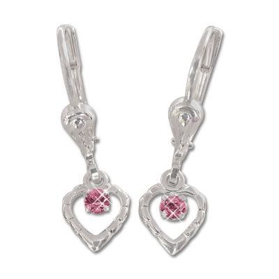 Mädchen Kinderohrhänger Herzen Strass 925 Silber Kinder Ohrringe Geschenk