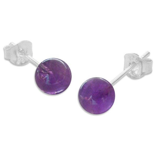 Amethyst Ohrringe 925 Silber Ohrstecker mit lila Kugel