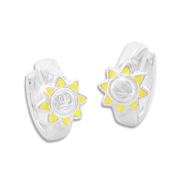Kinder Creolen Sonne 925 Silber Klapp-Creolen Kinderschmuck