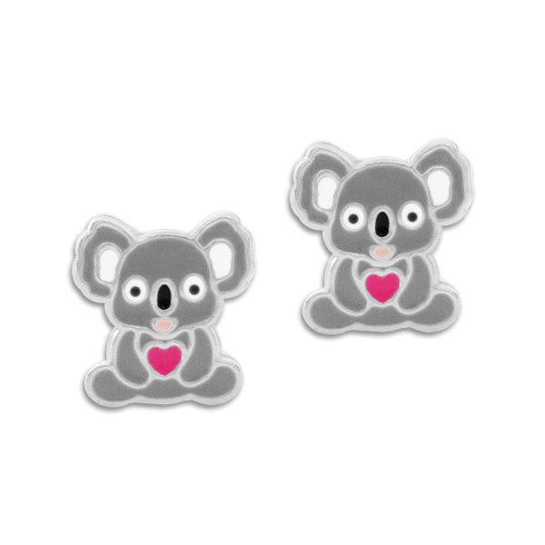 Kinder Ohrstecker Koala mit Herz 925 Silber Geschenk für Mädchen