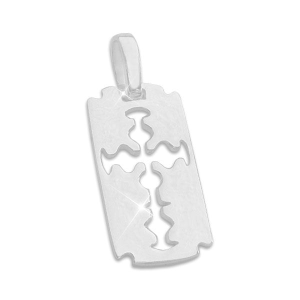Herrenschmuck Rasierklingen Anhänger glänzend 925 Silber