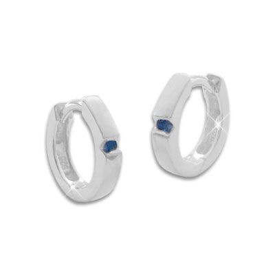 Mattierte Creolen mit safir blauen Steinen 925 Silber für Damen und Mädchen