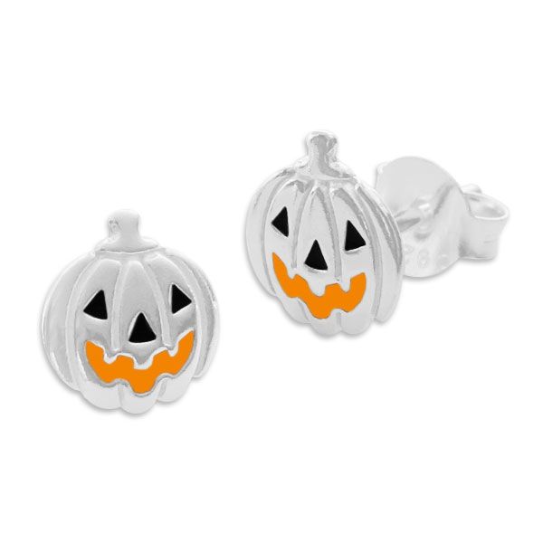 Ohrstecker Halloween Kürbis mit Gesicht 925 Silber Ohrringe Schmuck