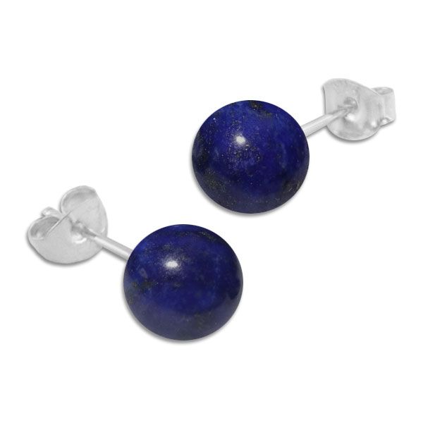 Lapislazuli Ohrstecker 8 mm 925 Silber Edelstein Kugel Ohrringe