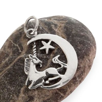 Silberanhänger Einhorn im Mond 925 Silber