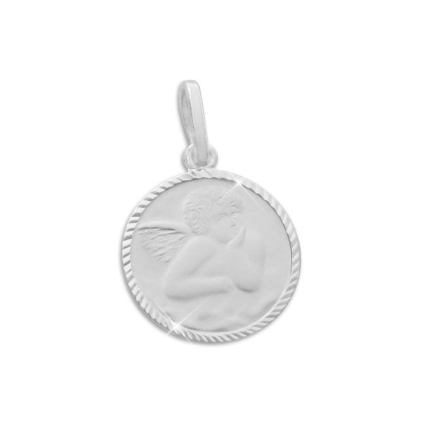 Runder Schutzengel Anhänger 12 mm 925 Silber Taufschmuck