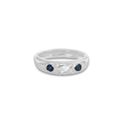 Taufring mit Safir und Zirkonia 925 Silber