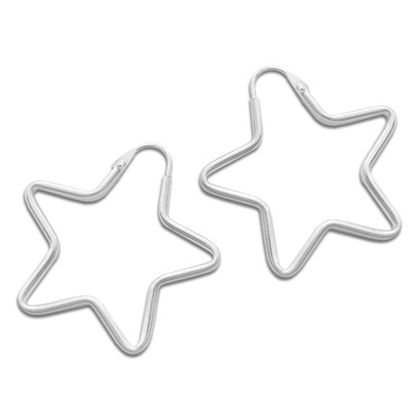Stern Creolen 33 x 2 mm 925 Silber Silberohrringe mit Sternen