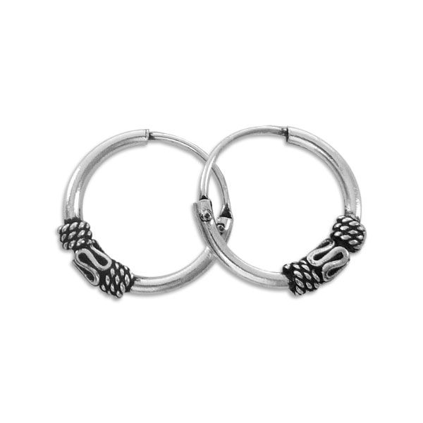 Creolen Bali 925 Silber 12 mm Gothic Creolen