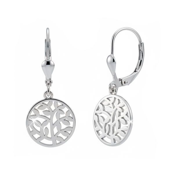 Damen Ohrringe Klapp-Brisur Blätter im Kreis 925 Silber Blattschmuck