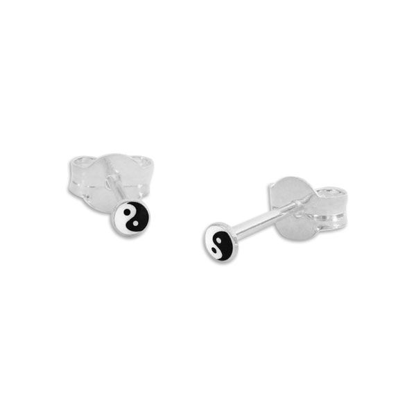 Mini Yin Yang Symbol Ohrstecker 2 mm 925 Silber Ohrringe
