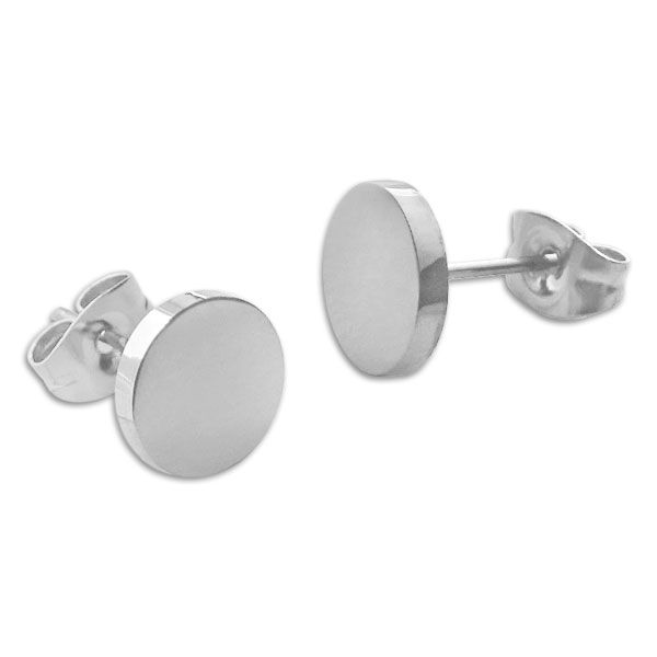 Runde Ohrringe Edelstahl 8 mm glänzend