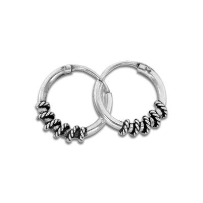 Bali Creolen gedreht 925 Silber 10 mm für Herren und Damen