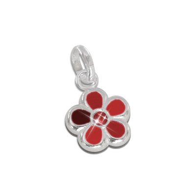 Blumen Anhänger rot 925 Silber