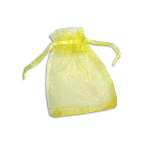 Kleines Organzasäckchen neon gelb 7 x 9 cm Schmuckbeutel Mini