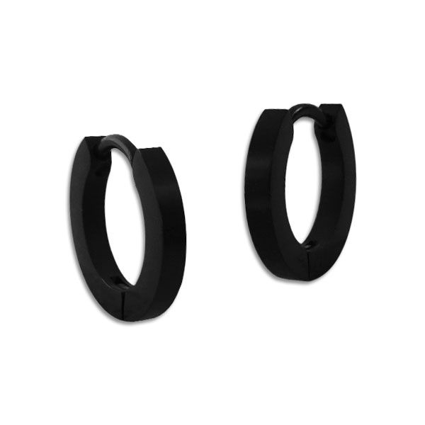 Schmale mattierte Creolen 13,5 x 2 mm Edelstahl schwarz