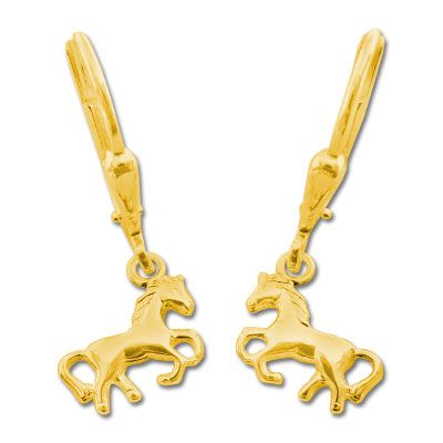 Kinderohrringe gold Pferd 925 Silber vergoldet Kinder Pferde Ohrringe