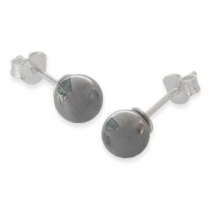 Hämatit Ohrstecker Blutstein Ohrringe 6 mm 925 Silber