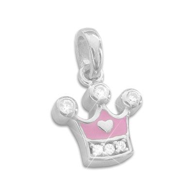 Anhänger für Kinder Krone mit Strass 925 Silber