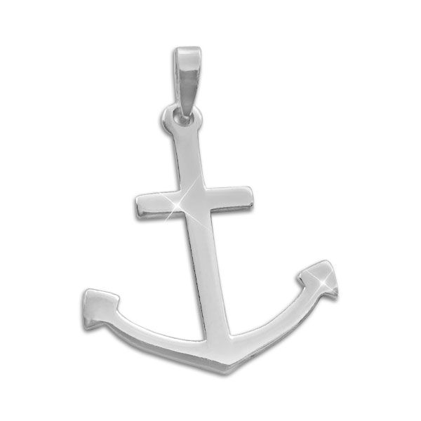 Anker Anhänger plain 925 Silber Silberanhänger für Damen
