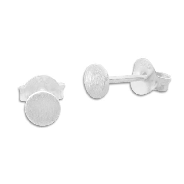 Runde Ohrstecker 4 mm mattiert 925 Silber Damen Herren Mädchen Jungen