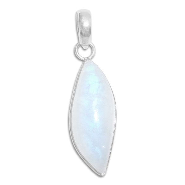 Blauer Mondstein Anhänger mit geschwungener Navette 925 Silber