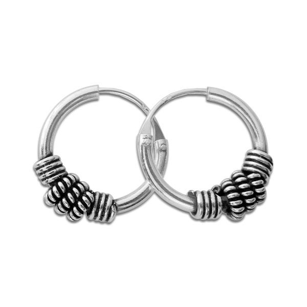 Bali Creolen 12 mm 925 Silber Gothischmuck Ohrringe