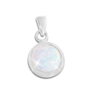 Runder Opal Anhänger 10 mm 925 Silber Opalschmuck