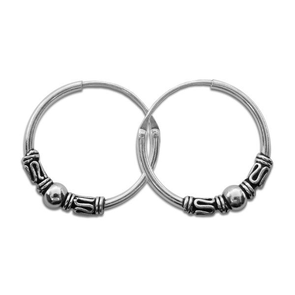 16 mm Gothic Creolen Ohrringe mit Kugel 925 Silber