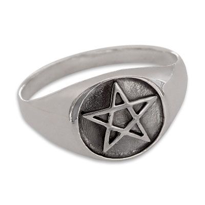 Pentagramm Siegelring 925 Silber Gr. 61