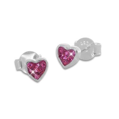 Kinderschmuck Ohrringe Herz Ohrstecker pink 925 Silber
