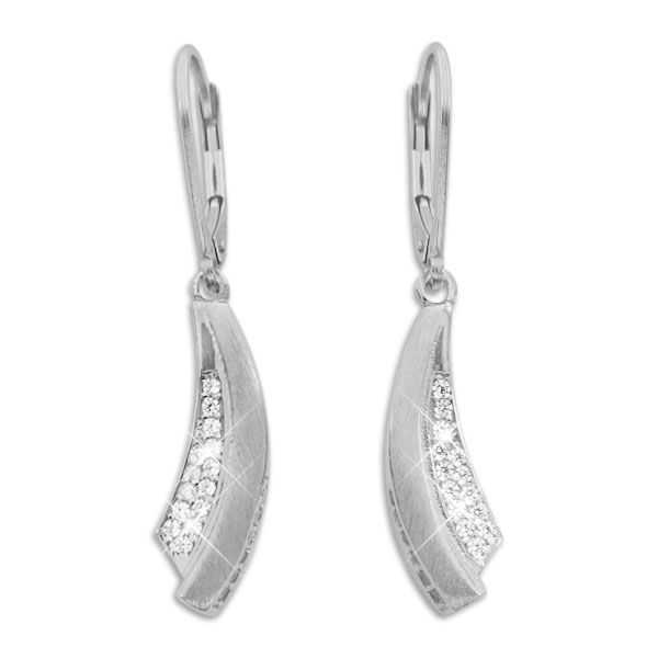 Damen Ohrhänger Segel mit Zirkonia Strass matt-glänzend 925 Silber