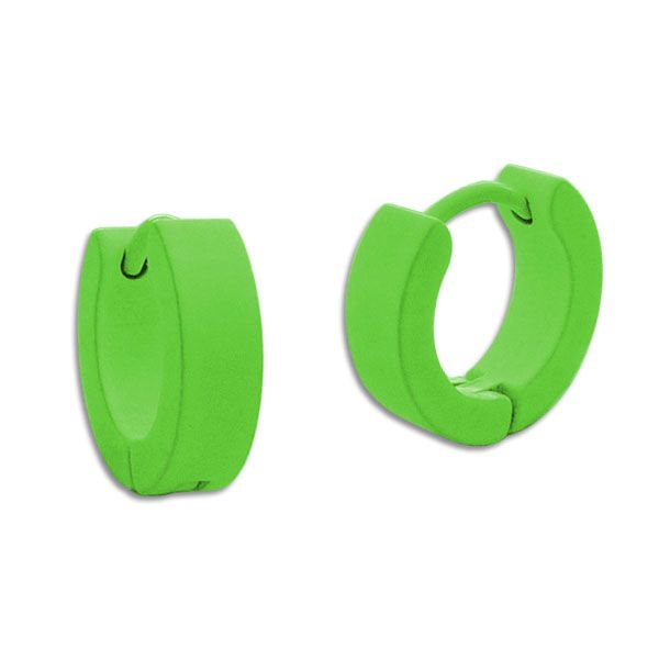 Creolen neon grün Edelstahl 13 x 4 mm Klapp-Creolen