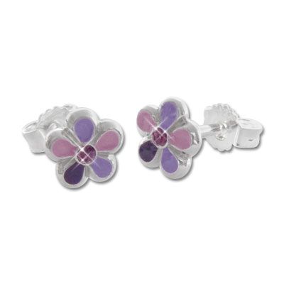 Ohrstecker Schmuck lila Kinder Blumen 925 Silber Ohrringe