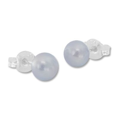 Süßwasser-Zuchtperlen Ohrstecker grau 5 mm 925 Silber Perlen Ohrringe